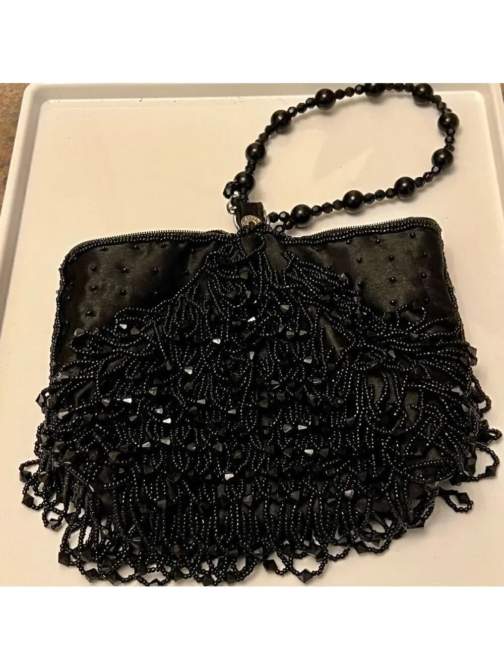 Vtg Whimsigoth Black Beaded Dark Romance Fairy Goth Evening Purse Moni Couture